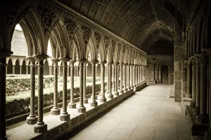 Normandy Prints: The abbey cloister, Mont Saint-Michel, Normandy, France