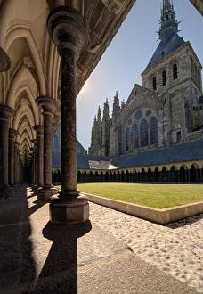 English Channel Prints: Abbey at Mont Saint-Michel on the Normandy coast of France