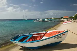 Bonaire Prints: ABC Islands - BONAIRE - Kralendijk: Rowboat & Waterfront