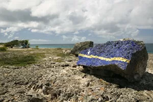 ABC Islands - CURACAO - Noordpunt: Coastline by Noordpunt with rock painted with
