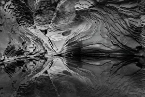 Sandstone Prints: Abstract black and white reflection in North Canyon, Grand Canyon National Park, Arizona
