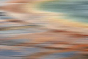 Blurred Prints: Abstract blurred view of bacterial mat pattern from elevated view, Grand Prismatic Spring