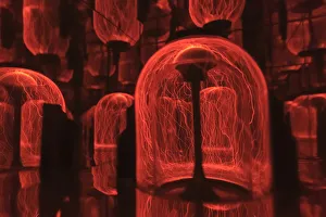 Spark Prints: Abstract, colorful view of electricity and sparks being generated