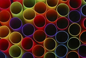 Abstract of ends of multicolored drinking straws