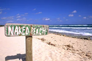 Images Dated 15th April 2005: Abstract of naked beach sign in Cozumel Mexico