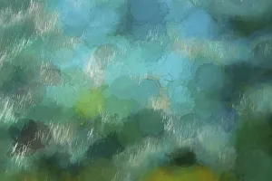 Painting Prints: Abstract of a waterfall in greens