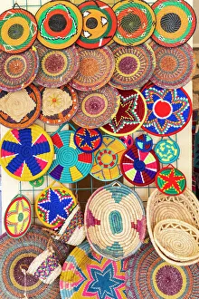 Egypt Prints: Abu Simbel, Aswan, Egypt. Colorful basket souvenirs at a tourist shop