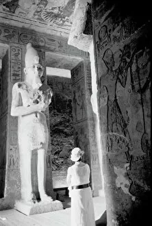 Black and White Gallery: Abu Simbel Egypt, Tourist inside Temple (NR)