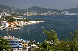 Lodging Prints: Acapulco Bay lined with hotels in Acapulco, Guerrero, Mexico