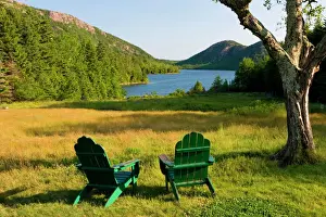 Relaxation Prints: The Adirondack Chairs on the lawn of the Jordan Pond House in Maines Acadia National Park