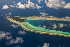 Aerial of the very beautiful Ant Atoll, Pohnpei, Micronesia