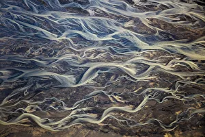 Surreal Prints: Aerial of braided rivers, Iceland