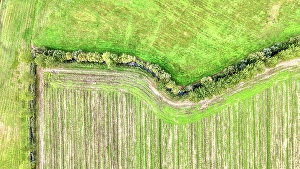 View From Above Prints: Aerial of a field