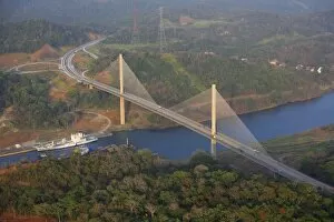 Images Dated 1st March 2007: aerial image of the Millenium Bridge, spanning over the Panama Canal, Panama. The