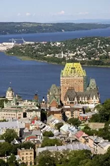 Images Dated 8th August 2006: Aerial images of Chateau Frontenac and Quebec City from atop the Observatoire de la Capitale