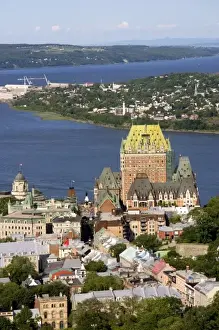 Saint Lawrence River Prints: Aerial images of Chateau Frontenac and Quebec City from atop the Observatoire de la Capitale
