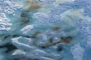 Aerial of multi-layer ice during spring breakup, off the National Petroleum Reserves