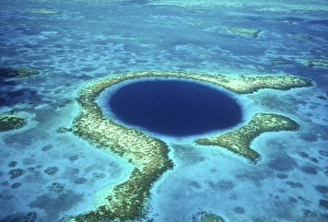 Aerial view of Blue Hole, Lighthouse Reef, Belize, Central America