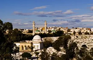 Sousse Prints: Aerial view from above of Bourguiba Mausoleum and cemetery in Sousse Monastir, Tunisia