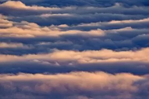 Aerial view of clouds at sunset, above Kachemak Bay, Homer, Alaska