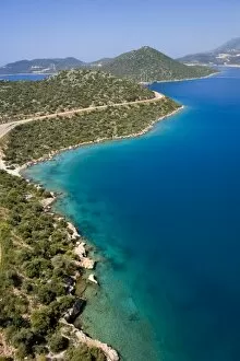 Aerial view of Cukurbag Peninsula, Kas, Antalya, Turkey