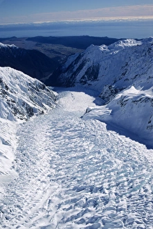 James Kay Prints: Aerial view of Fox Glacier, Westland National Park, South Island, New Zealand. Tasman