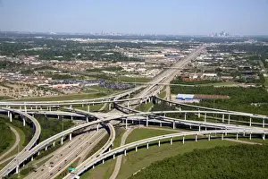 Images Dated 12th April 2008: Aerial view of the freeway interchange of Interstate 45 and the State Highway Beltway 8 in Houston