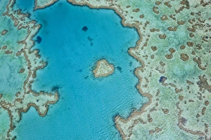 Aerial view of Heart Reef, part of Great Barrier Reef, Queensland, Australia