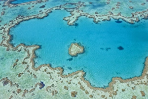 Queensland Prints: Aerial view of Heart Reef, part of Great Barrier Reef, Queensland, Australia