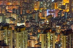 Images Dated 31st March 2018: Aerial view of high-rise at dusk, Hong Kong, China