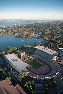 Seattle Prints: Aerial view of Husky Stadium, Seattle, Washington