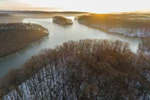 Prints of Aerial view of lake Stephen A. Forbes State Park, Marion County, Illinois Images Dated 2020 May: Aerial view of lake Stephen A. Forbes State Park, Marion County, Illinois