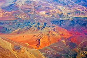 Aerial view of land pattern on Atacama Desert, Chile