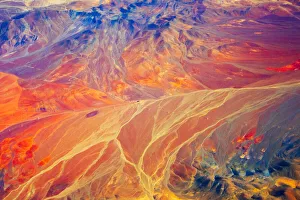 Aerial view of land pattern on Atacama Desert, Chile