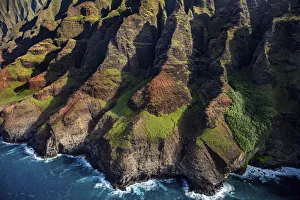 Aerial view of the Napali Coastline in Kauai, Hawaii, USA