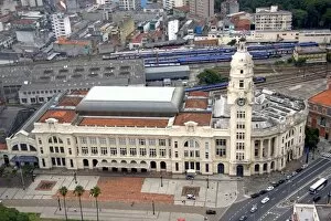 Aerial view of the old train station, Estacao Julio Presteo and Estrada de Ferro