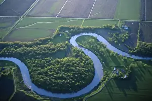 Red River Prints: Aerial view of the Red River of the North which seperates Minnesota and North Dakota