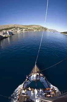 Images Dated 9th July 2007: Aerial view from Sailboat mast of City Walls of Walled City of Dubrovnik, Southeastern