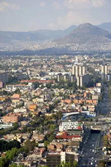 Aerial view of a smoggy Mexico City, Mexico