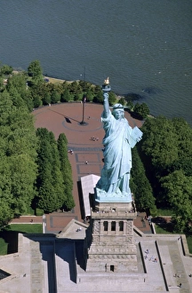Liberty Prints: Aerial view of The Statue of Liberty in New York