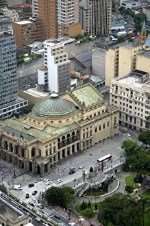 Aerial view of the Teatro Municipal in Sao Paulo, Brazil