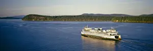 Greg Probst Prints: Aerial of the Washington State Ferry Hyak in the San Juan Islands, Washington