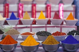 Blurred Prints: AF, Egypt, Aswan, Colorful spices in market
