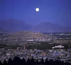 Afghanistan Prints: Afghanistan, Kabul. A full moon illuminates the sleeping city of Kabul