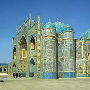 Tall Prints: Afghanistan, Mazar-i-Sharif. The Shrine of Hazrat Ali in Mazar-i-Sharif is one of