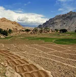 Foothill Prints: Afghanistan, Shibar Pass. Ancient irrigation techniques retain water for terraces