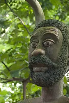 Africa, Benin, Ouidah. Sacred Forest of Kapasse (aka Foret Sacree), statue of phallic voodoo deity