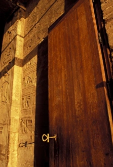 Hieroglyph Prints: Africa, Egypt, Abu Simbel. Temple of Ramesses II, front door and gold key