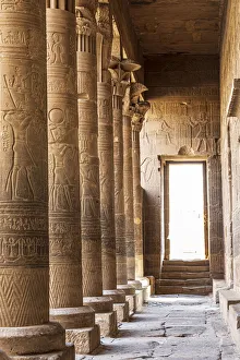 Hieroglyphic Prints: Africa, Egypt, Aswan. Philae Temple on Agilkia Island in the Nile River