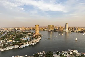 Giza Governorate Prints: Africa, Egypt. Cairo. View of downtown Cairo and the Nile River